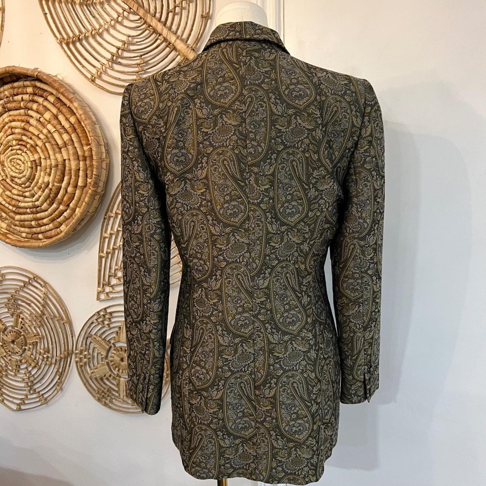 Vintage Paisley Tapestry Brocade Blazer Jacket Dark Academia USA 6 - Picture 6 of 12